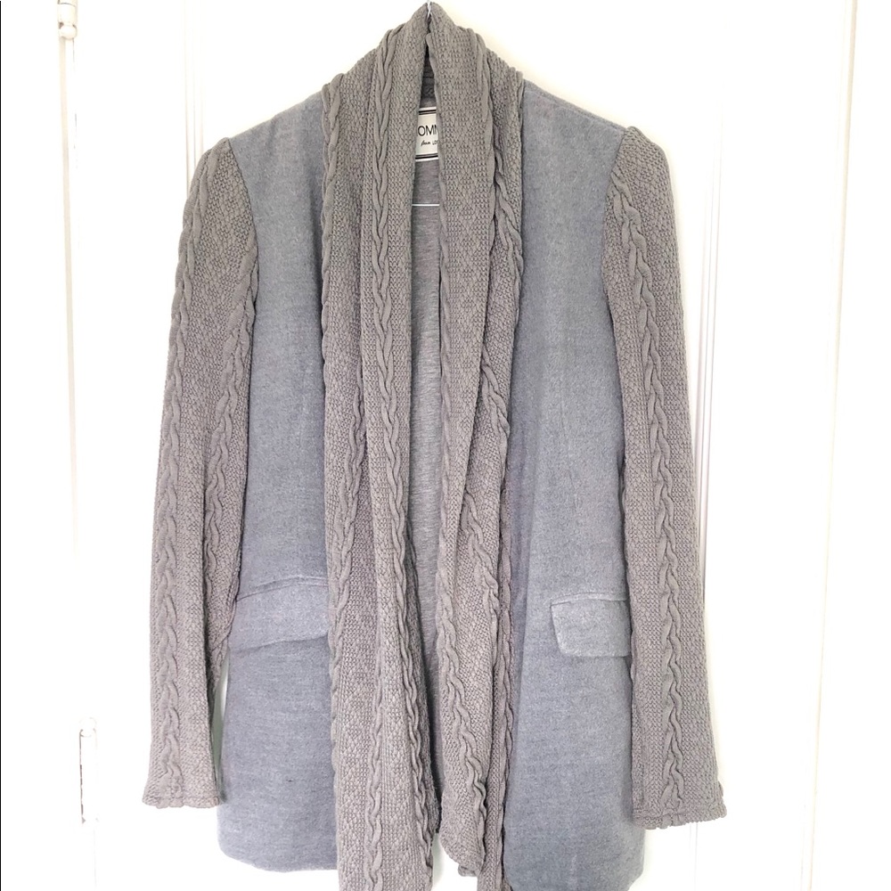 Hommage Pocketed Coat Blazer with Cable Scarf Collar